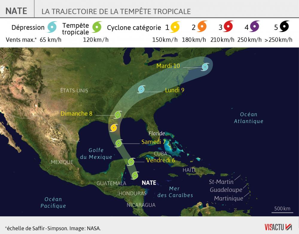 Nate la tempete tropicale devrait se transformer en ouragan samedi